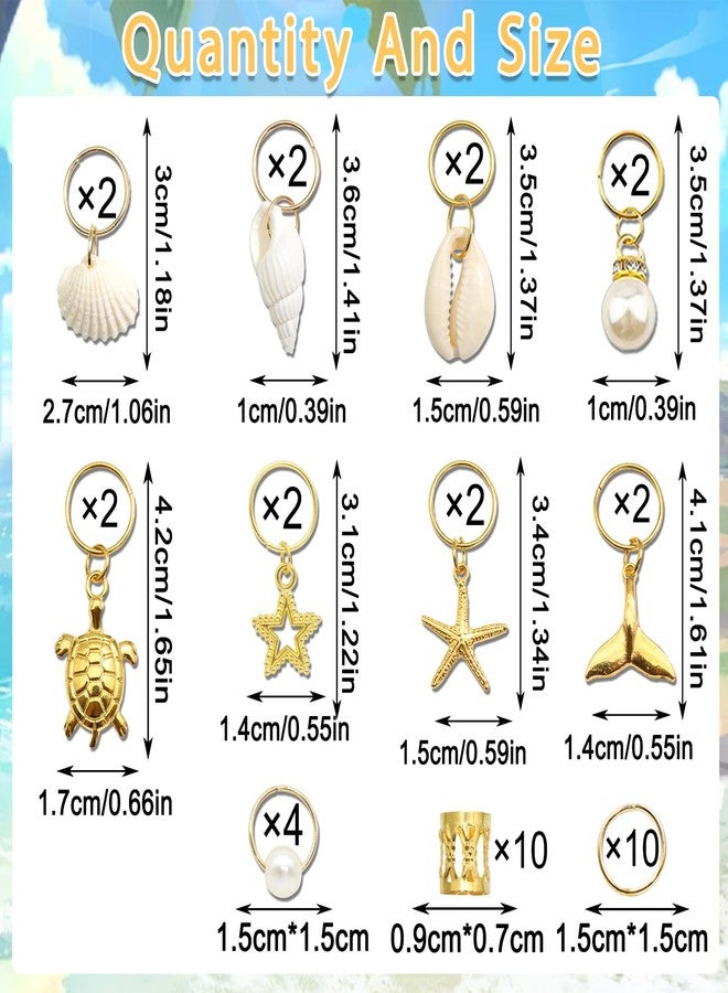 VENOFEN 40PCS Shell Loc Jewelry Gold Hair Jewelry for Braids Starfish Braids Clips Pearl Dreadlock Jewelry Seashell Braids Accessories Hair Decoration for Women - Image 4