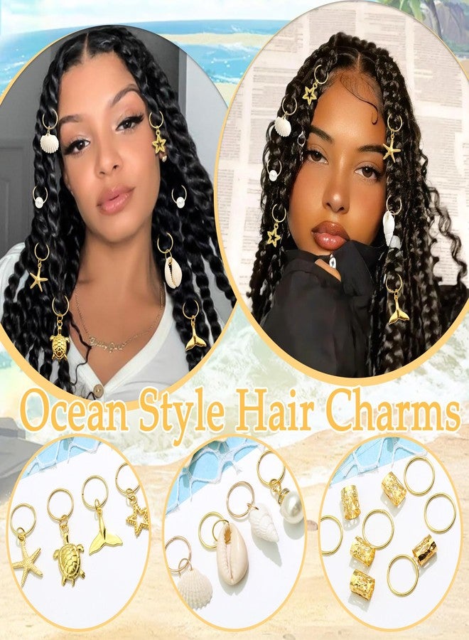 VENOFEN 40PCS Shell Loc Jewelry Gold Hair Jewelry for Braids Starfish Braids Clips Pearl Dreadlock Jewelry Seashell Braids Accessories Hair Decoration for Women - Image 3