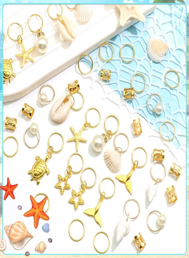 VENOFEN 40PCS Shell Loc Jewelry Gold Hair Jewelry for Braids Starfish Braids Clips Pearl Dreadlock Jewelry Seashell Braids Accessories Hair Decoration for Women - Image 2