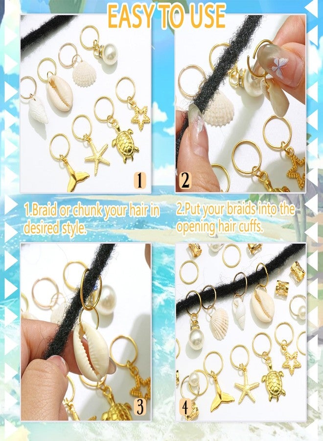 VENOFEN 40PCS Shell Loc Jewelry Gold Hair Jewelry for Braids Starfish Braids Clips Pearl Dreadlock Jewelry Seashell Braids Accessories Hair Decoration for Women - Image 5