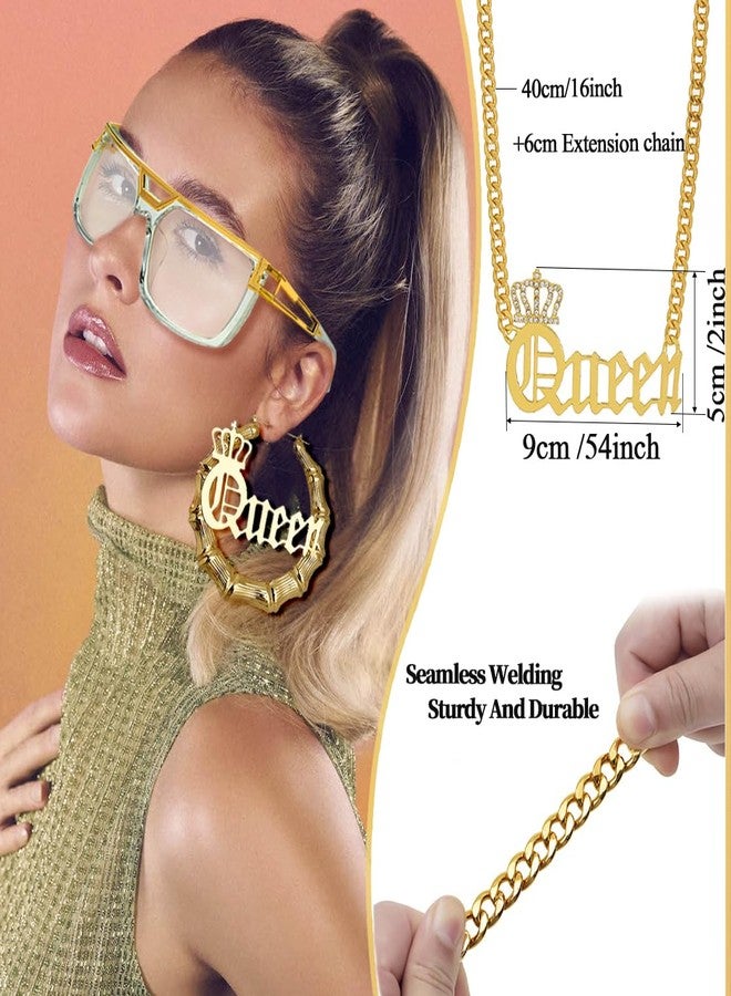 MEDOJO 80 90s Hip Hop Queen Costume Kit Hat Accessories Set for Women Rapper DJ - Image 2