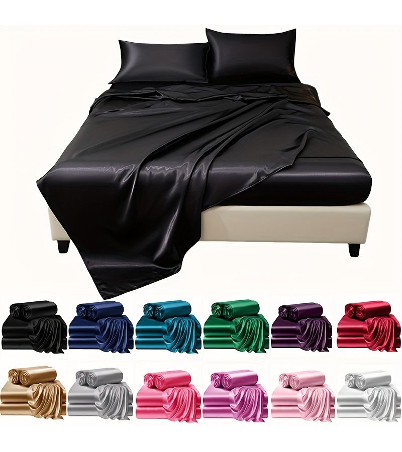 Luxury 4 Piece 80g Lightweight Lilac Purple Diced Quilt Set Includes Fitted Sheet Flat Sheet And 2 Pillowcases For Full Bed Family Bedroom Guest Room Hotel Use - Image 1