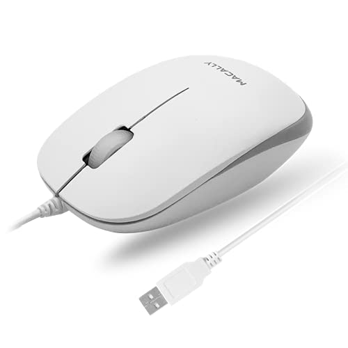 MACALLY ماكالي USB ماوس سلكي لماك وويندوز - توصيل وتشغيل 3 أزرار ماوس كمبيوتر سلكي لماك بوك برو/إير، آبل آيماك، لابتوب، كمبيوتر مكتبي، نوت بوك، تصميم بعجلة تمرير مع سلك طويل - Image 1