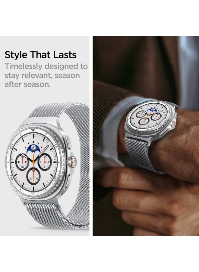 Spigen Metal Fit for Samsung Galaxy Watch 8 Classic 46mm, Galaxy Watch8 44/40mm (2025) Milanese Band Premium Stainless Steel Mesh Strap - Silver - Image 3