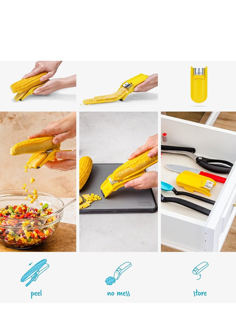Fast Corn Peeler for Corn on The Cob, Corn Cob Stripper, Corn Cutter Shucker to Cut Corn Off The Cob, Quick Corn Kernel Remover Tool - Image 2
