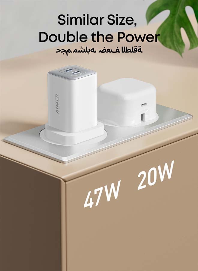 USB C Plug, Anker 47W 2-Port Fast USB C Charger, Nano 3 GaN Compact Charger for iPhone 16/16 Pro/16 Pro Max/16 Plus, Galaxy S23, Pixel 4/3, iPad Mini, and More (Cable Not Included) - - Image 5