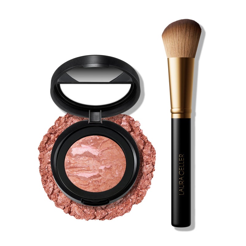 LAURA GELLER NEW YORK Baked Blush-n-Brighten Marbleized Blush + Angled Brush (06 Pink Grapefruit, 47mm) - Image 1