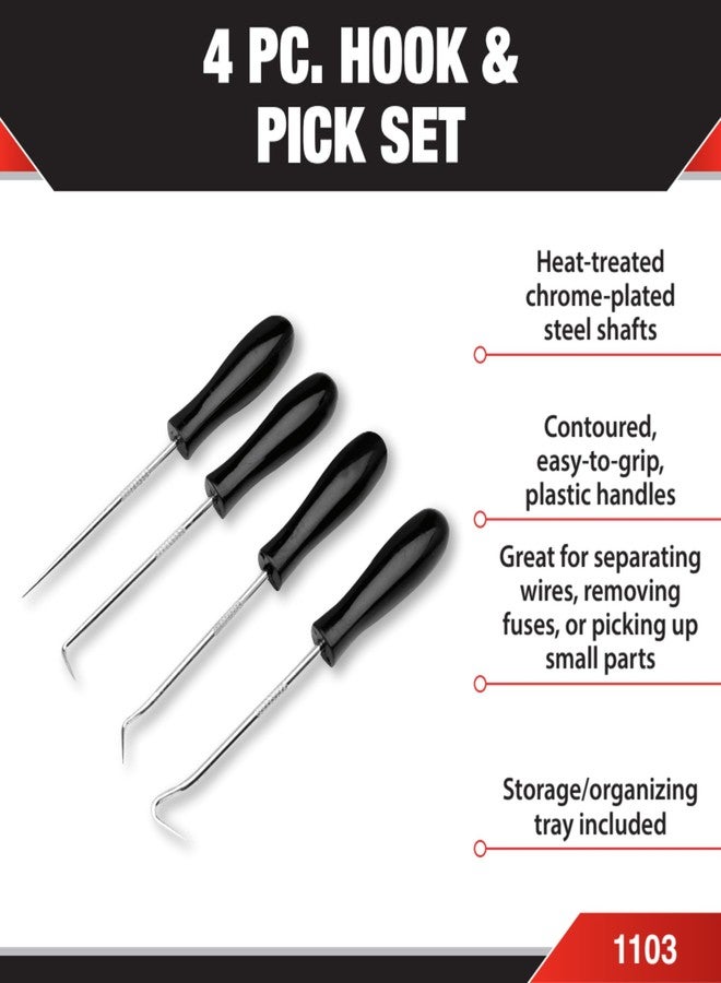 Performance Tool 1103 4-Piece Hook & Pick Set - Mark Metal or Plastic, Separate Wiring, Remove Fuses, Pick Up Small Parts and Washers - Image 4