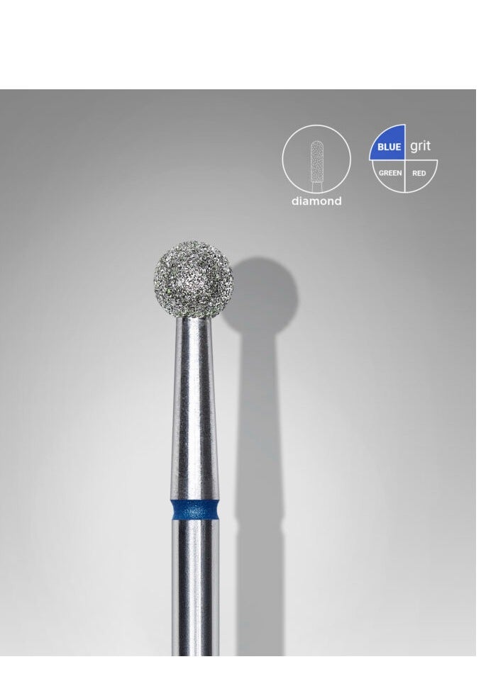 STALEKS PRO Diamond nail drill bit, “ball”, blue, head diameter 4 mm - Image 1