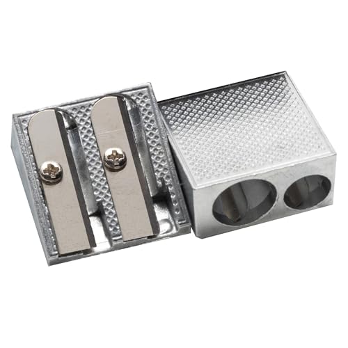 School Smart 2 Hole Pencil Sharpeners, Silver, Pack of 12 - Image 3