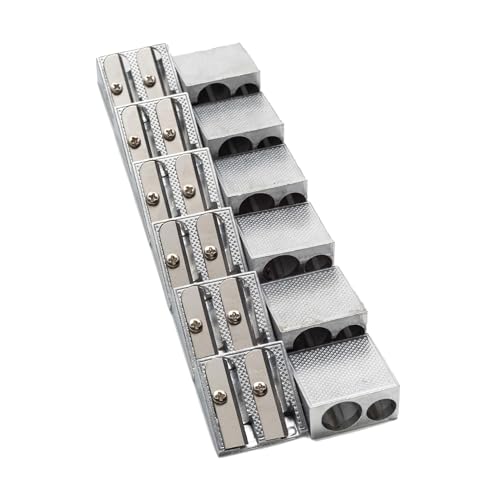 School Smart 2 Hole Pencil Sharpeners, Silver, Pack of 12 - Image 1