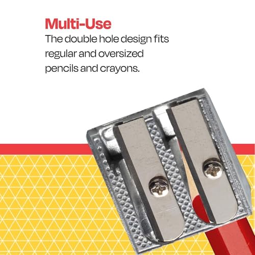 School Smart 2 Hole Pencil Sharpeners, Silver, Pack of 12 - Image 5