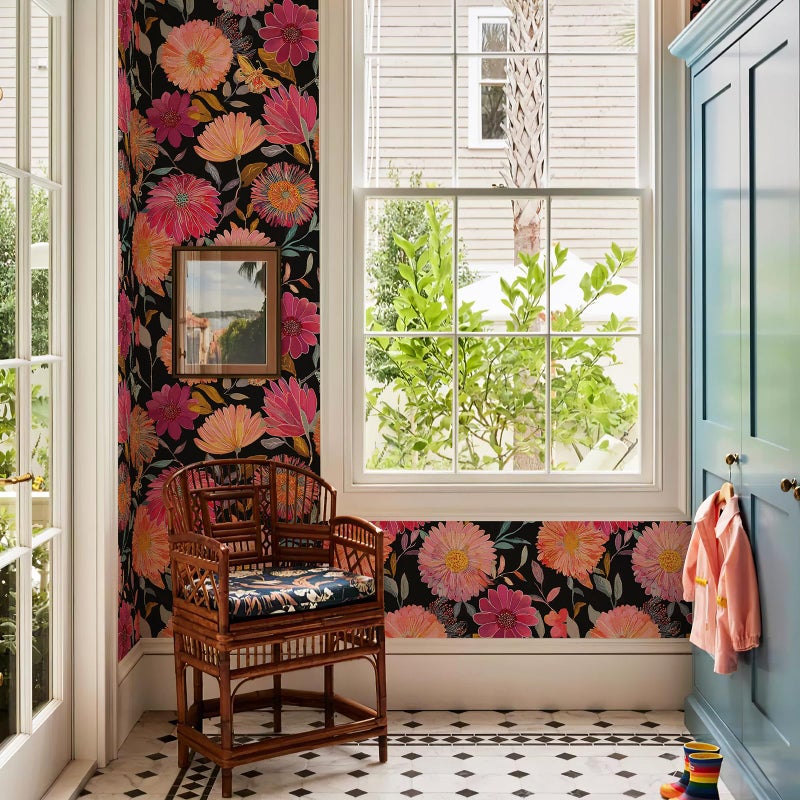 Simon&Siff Floral Wallpaper Peel and Stick Boho Contact Paper Removable Self Adhesive Waterproof Wall Paper for Cabinets Bedroom Decorative 17.3" x 120" - Image 5