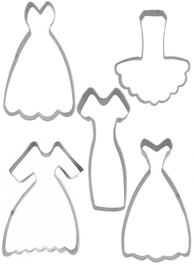 Comais Dress Shaped Cookie Cutters Set of 5 pcs, Stainless Steel Wedding Princess Dress Fondant Cutter Molds Baking DIY - Image 2