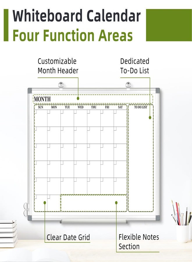 DOLLAR BOSS Dry Erase Calendar for Wall, 24''x 18'' Magnetic Whiteboard Monthly Planner, Double-Sided Aluminum Framed Schedule Board for Office, Home, School - Image 3