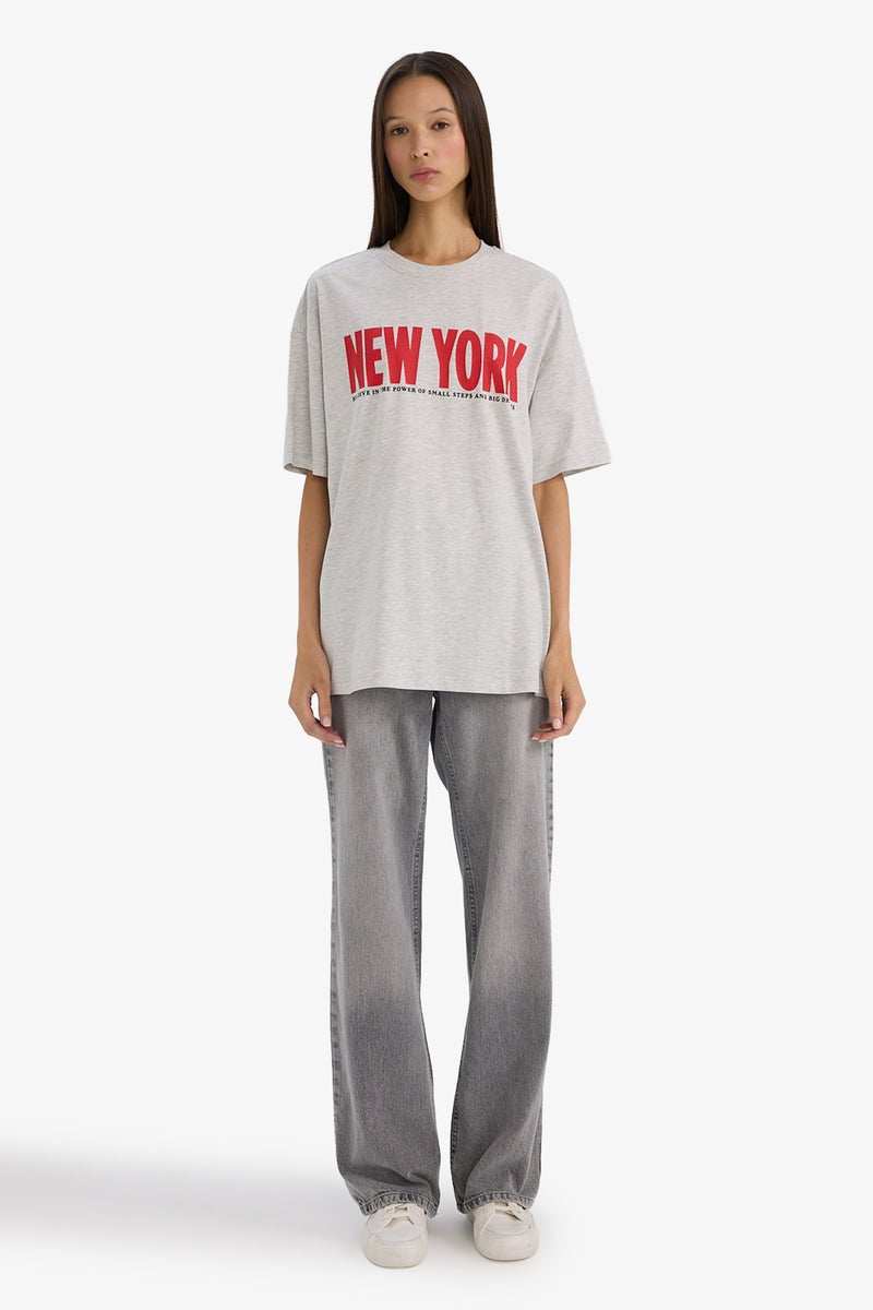 ديفاكتو تيشيرت نص كم اوفر سايز وياقة مستديرة - Image 2