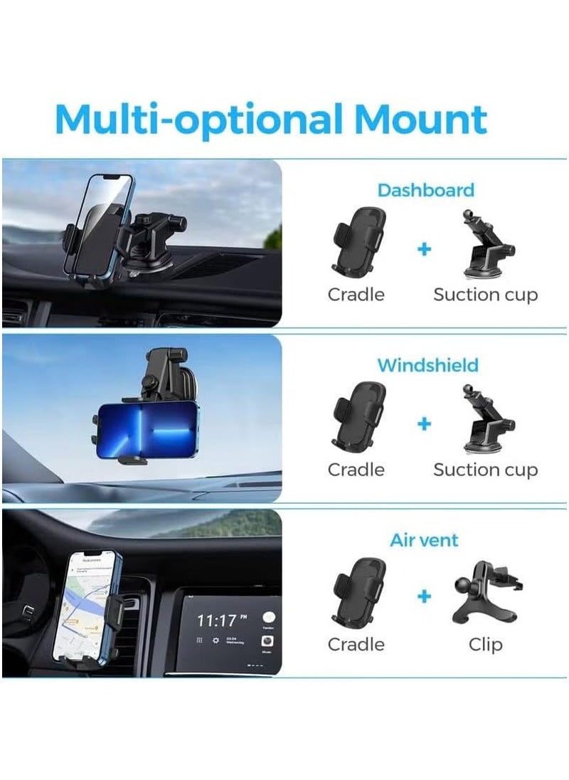 WINCA - Winca Car Phone Holder, Air Vent Mount, Dashboard Phone Holder Auto Suction Cup for Windshield/Smooth Desktop/Tile Wall, 360° Rotation&Extended Arm - Image 1
