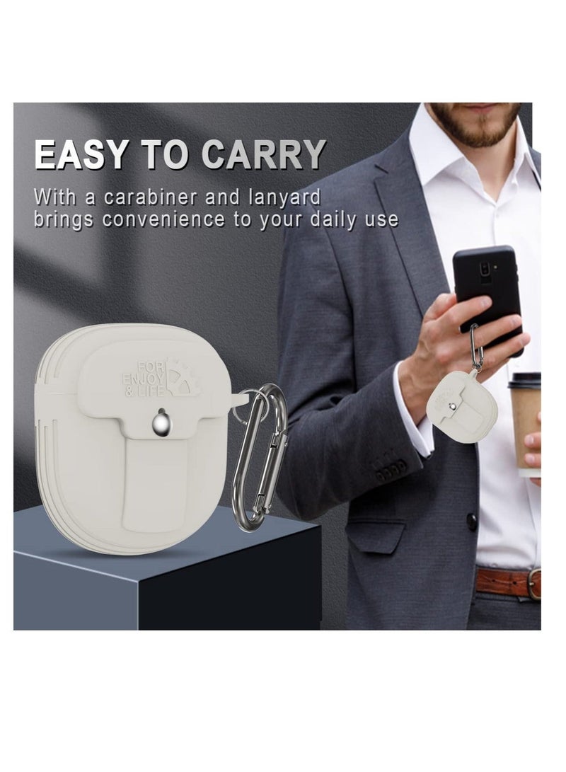 Captaintech Case for Bose QuietComfort Earbuds II 2022, Shockproof Protective Skin Sleeve, Silicone Cover with Lanyard and Keychain, for Bose Earbuds ii Case (Off White) - Image 5