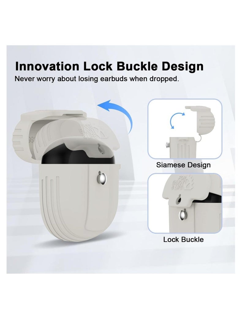 Captaintech Case for Bose QuietComfort Earbuds II 2022, Shockproof Protective Skin Sleeve, Silicone Cover with Lanyard and Keychain, for Bose Earbuds ii Case (Off White) - Image 2