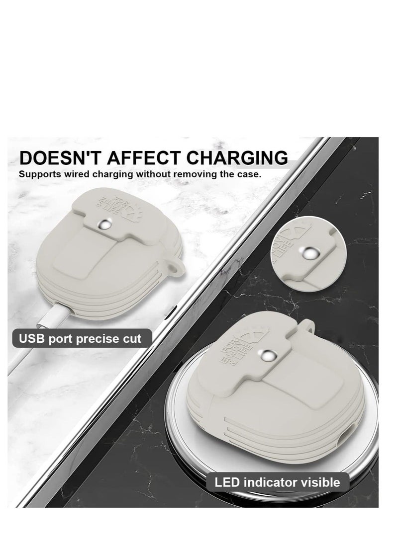 Captaintech Case for Bose QuietComfort Earbuds II 2022, Shockproof Protective Skin Sleeve, Silicone Cover with Lanyard and Keychain, for Bose Earbuds ii Case (Off White) - Image 4