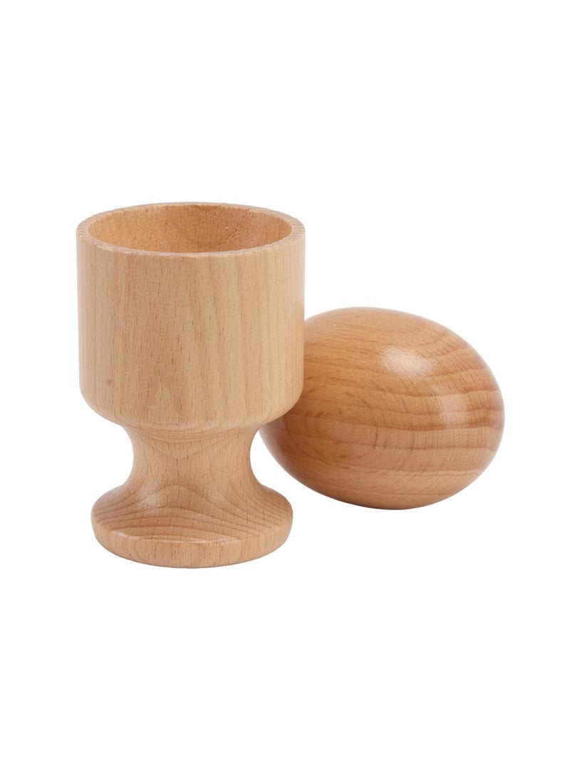 2 PCS Egg Cup Puzzle Toy, Wooden Egg Cup Holders, Wooden Hen Eggs and Cup, Perfect for Kids Craft, Education Preschool Toys