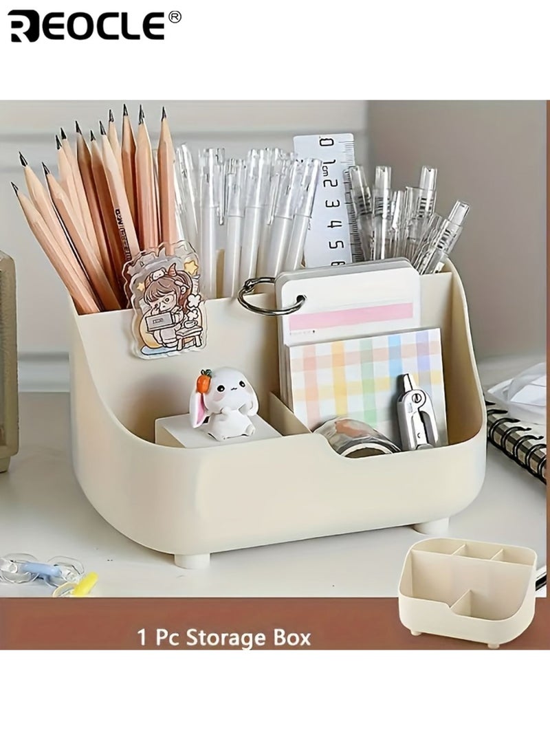 REOCLE Large Capacity 5-Grid Desktop Organizer Multi-Functional Storage Box Sturdy Construction Desk Accessories Durable Plastic Perfect for Home or Office Use - Image 1