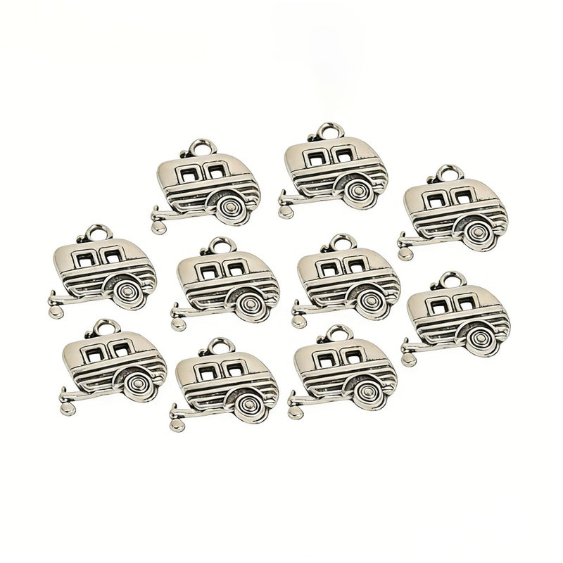 Comimark 10Pcs 18x19mm Camper Trailer CharmsAntique Tibetan Silver 3D Camper Charms - Image 3