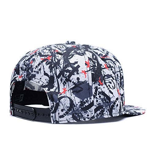 Quanhaigou Red Dancing Stars Snapback,Fashion Graffiti Baseball Cap Black Flexible Arrow Plain Adjustable Hats, Black Red White, One Size - Image 3
