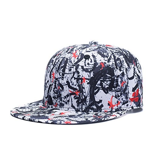 Quanhaigou Red Dancing Stars Snapback,Fashion Graffiti Baseball Cap Black Flexible Arrow Plain Adjustable Hats, Black Red White, One Size - Image 1