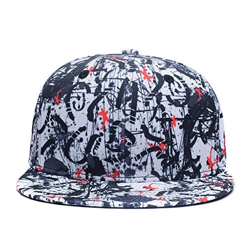Quanhaigou Red Dancing Stars Snapback,Fashion Graffiti Baseball Cap Black Flexible Arrow Plain Adjustable Hats, Black Red White, One Size - Image 2