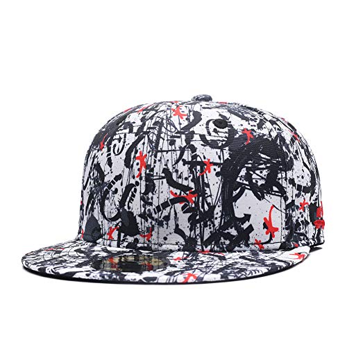 Quanhaigou Red Dancing Stars Snapback,Fashion Graffiti Baseball Cap Black Flexible Arrow Plain Adjustable Hats, Black Red White, One Size - Image 5