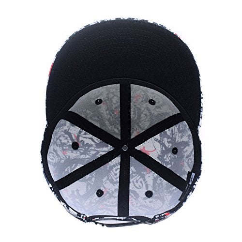 Quanhaigou Red Dancing Stars Snapback,Fashion Graffiti Baseball Cap Black Flexible Arrow Plain Adjustable Hats, Black Red White, One Size - Image 4