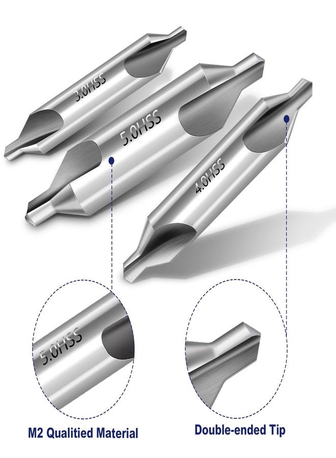 Xinodle Center Drill Bit Set - M2 High Speed Steel Center Drill, 7pcs 60-Degree Angle Centering Drill Bits Countersink Tools for Lathe Metalworking in Size 1.0 1.5 2.0 2.5 3.0 4.0 5.0 - Image 5