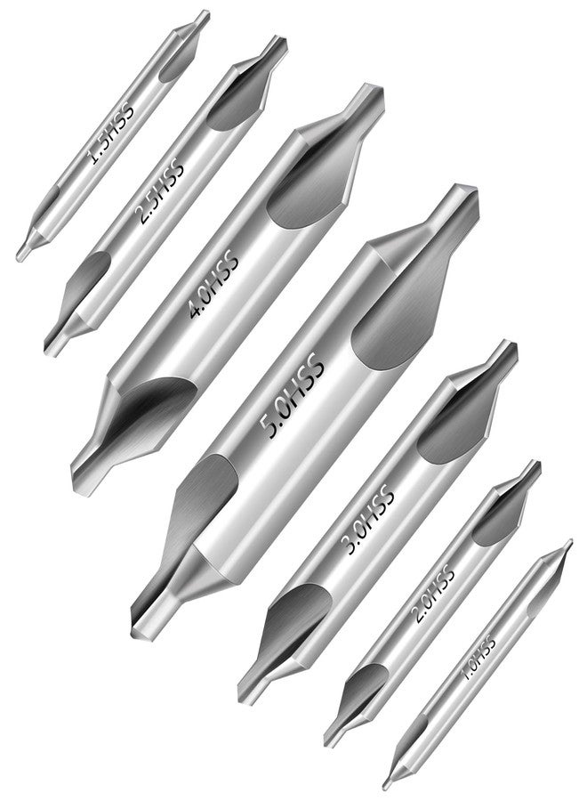 Xinodle Center Drill Bit Set - M2 High Speed Steel Center Drill, 7pcs 60-Degree Angle Centering Drill Bits Countersink Tools for Lathe Metalworking in Size 1.0 1.5 2.0 2.5 3.0 4.0 5.0 - Image 1