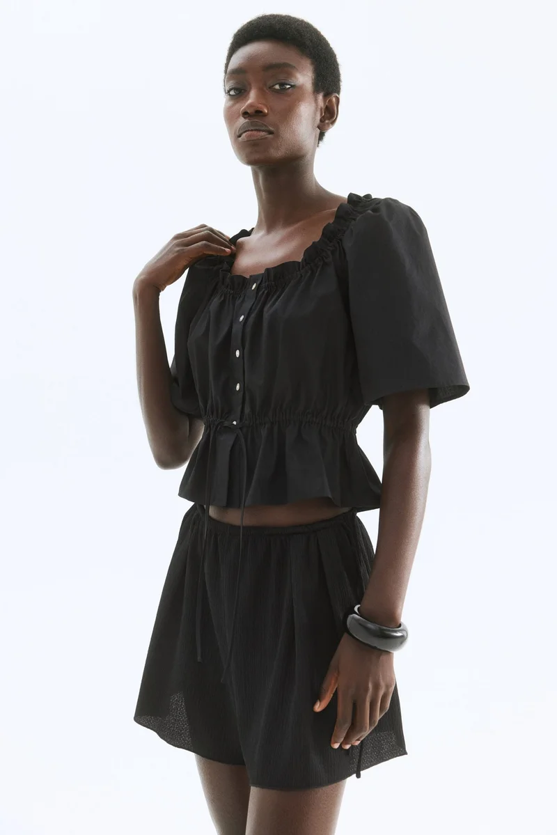 H&M Frill-trimmed cotton blouse