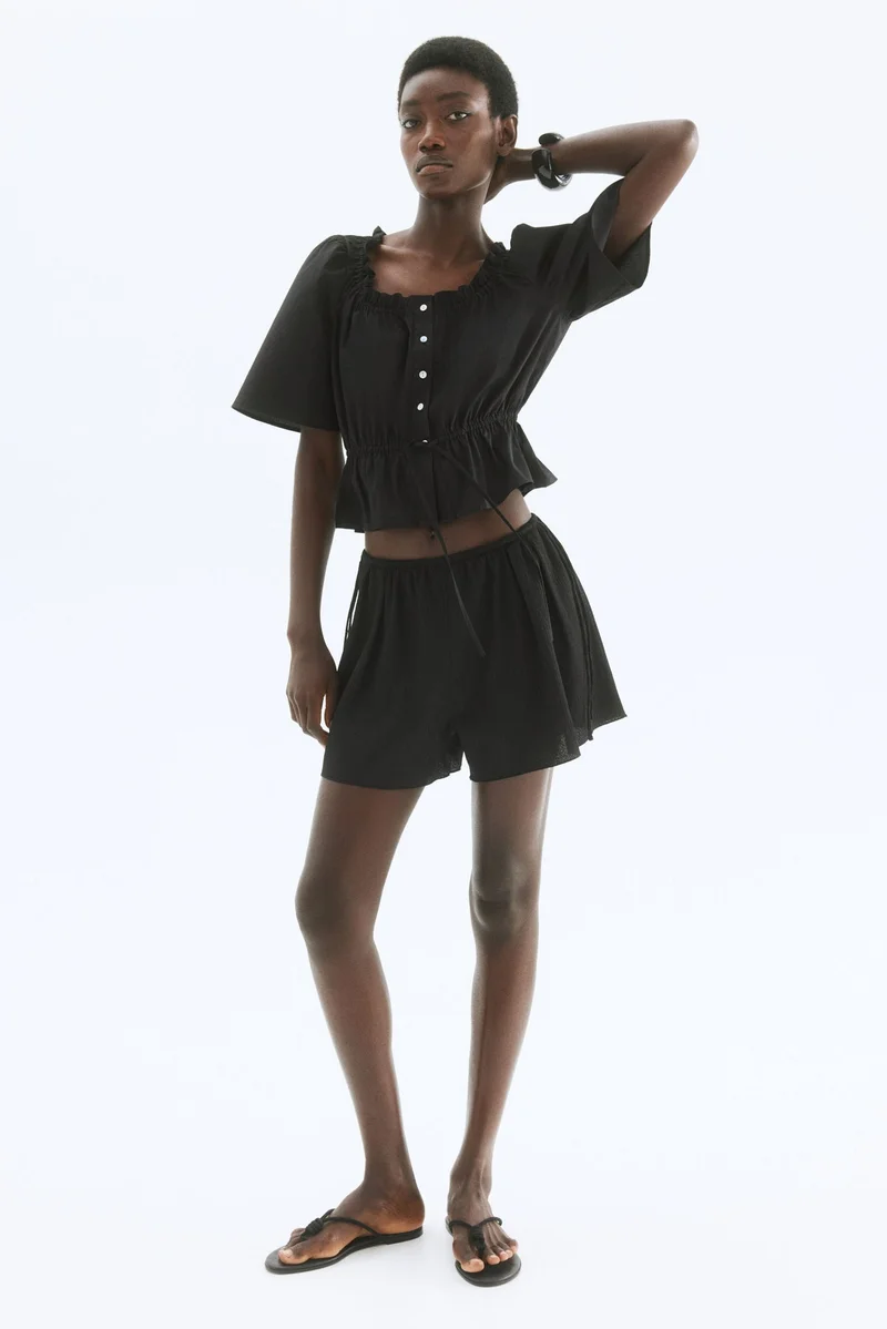 H&M Frill-trimmed cotton blouse