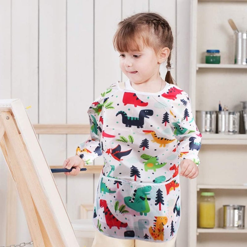 Cubaco Kids Painting Apron, 2pcs Waterproof Art Smocks For Child 3-8 Years, Kids Smocks for Painting Aprons with Long Sleeve - Image 2