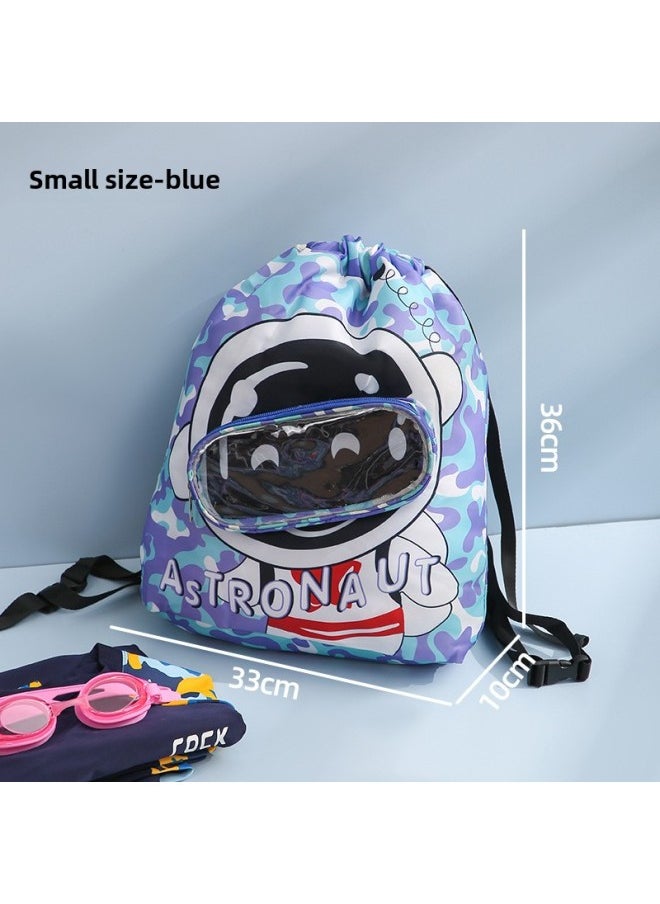 Loquat Summer Children's Swimming Double Shoulder Bag Wet And Dry Separation Waterproof Portable Large Capacity Beach Storage Bag-Color:Blue Swimming Bag (small Size)  - Image 1