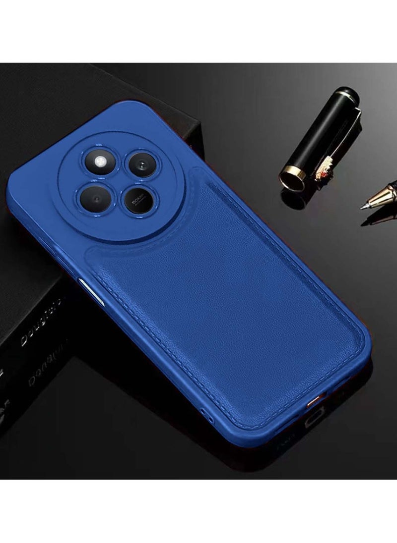 Wtech Xiaomi Redmi 14C 4G 2024  / Xiaomi Redmi 14R 5G 2024 / Xiaomi Redmi A4 5G 2024 Liquid Silicone Stitching Texture Case Cover - Navy Blue  - Image 2
