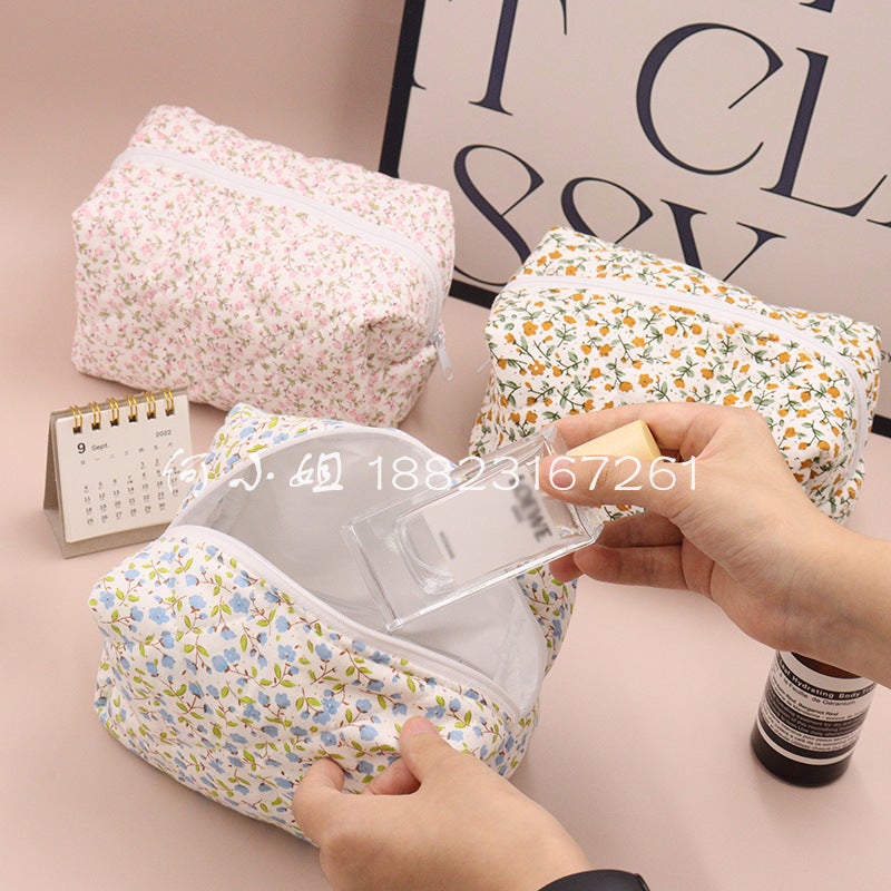 Selling Floral Cosmetic Bag Travel Skin Care Zipper Bag Wash Bag Small Fresh Cosmetic Storage Bag - Image 4
