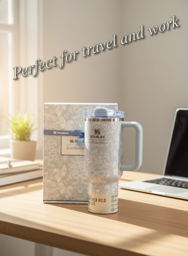 Stanley x LoveShackFancy Quencher 40OZ,Everblooming Rosettes,Presented in Elegant Gift-Ready Packaging - Image 4