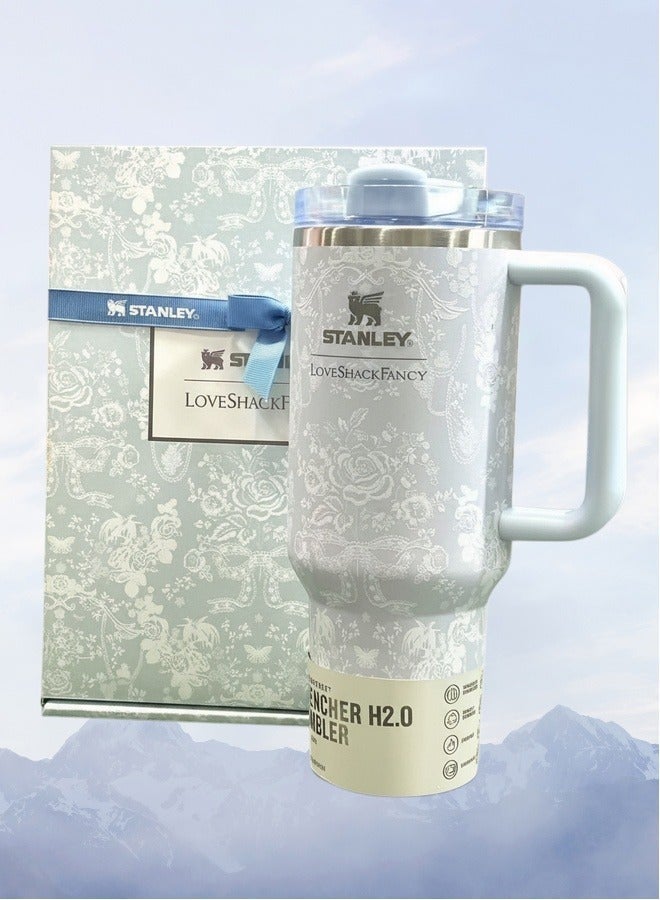 Stanley x LoveShackFancy Quencher 40OZ,Everblooming Rosettes,Presented in Elegant Gift-Ready Packaging - Image 2