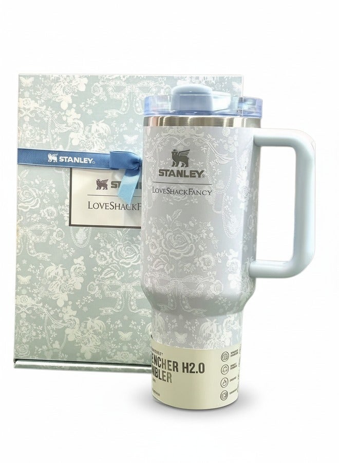 Stanley x LoveShackFancy Quencher 40OZ,Everblooming Rosettes,Presented in Elegant Gift-Ready Packaging - Image 1