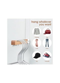 The Bros 4pcs Over The Door Hooks Foldable Sturdy Metal Solid Wood Door Laundry Hanger with Anti Slip Strip Portable Door Back Mounted Non-Perforated Hanging (White 4pcs)  - Image 4