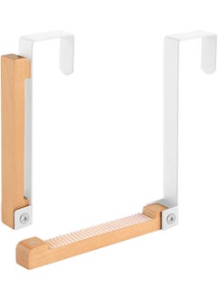 The Bros 4pcs Over The Door Hooks Foldable Sturdy Metal Solid Wood Door Laundry Hanger with Anti Slip Strip Portable Door Back Mounted Non-Perforated Hanging (White 4pcs)  - Image 1