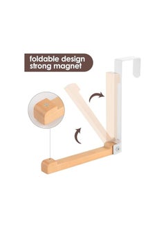 The Bros 4pcs Over The Door Hooks Foldable Sturdy Metal Solid Wood Door Laundry Hanger with Anti Slip Strip Portable Door Back Mounted Non-Perforated Hanging (White 4pcs)  - Image 2