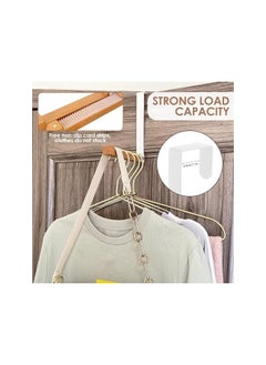 The Bros 4pcs Over The Door Hooks Foldable Sturdy Metal Solid Wood Door Laundry Hanger with Anti Slip Strip Portable Door Back Mounted Non-Perforated Hanging (White 4pcs)  - Image 3
