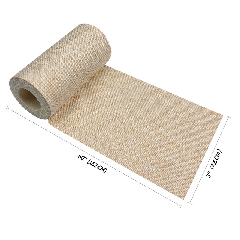 KING MOUNTAIN Linen Fabric Iron-on Repair Patch, Inside&Outside Fabric Repair Patch, 3"x60" with Backing Glue Linen Repair Decorative Patch kit (Light Beige) - Image 2