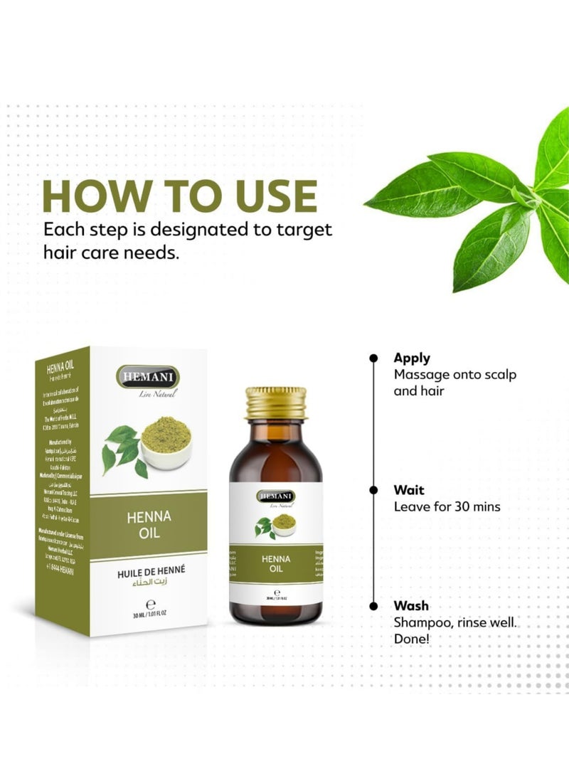 HEMANI Henna Oil 30ML – Natural Aromatherapy Oil for Hair, Scalp & Skin Care | Herbal Henna Oil | Zait Al Henna / Huile de Henné - Image 3