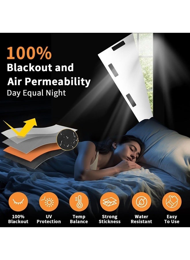 FPC 5 Pcs Set Portable Blackout Curtains With Self Adhesive Tape For Bedroom Living Room Bathroom And Attic Blackout Curtains Width 145 cm Length 100 cm  - Image 2